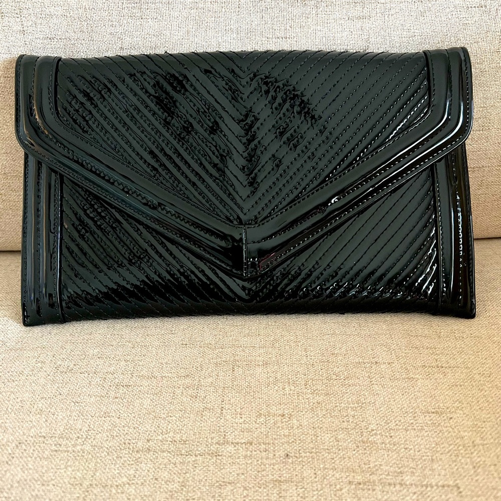 Black Patent Leather Clutch Handbag